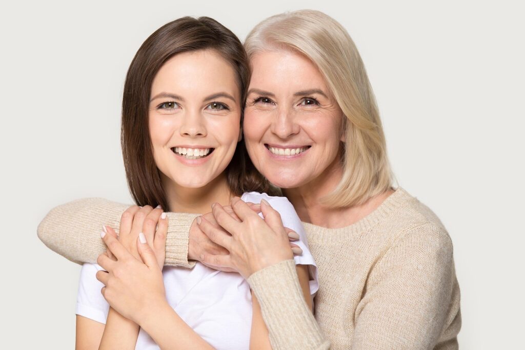 mother, daughter, family, smile, joy, happiness