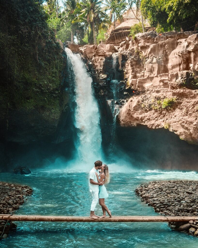 bali, sun, summer, indonesia, pool, nature, girl, beautiful, couple, waterfall